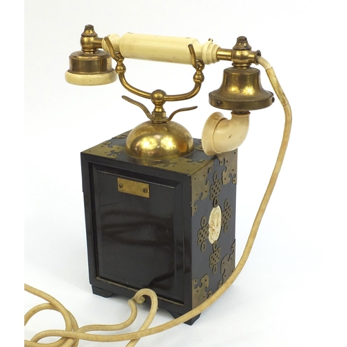 2159 - Vintage Oriental lacquered dial telephone, 32cm high