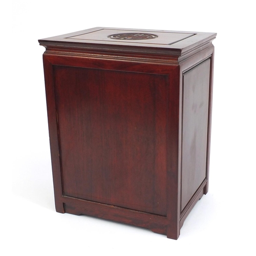 2227 - Chinese hardwood six drawer collectors cabinet, 33cm high x 26cm wide x 21cm deep