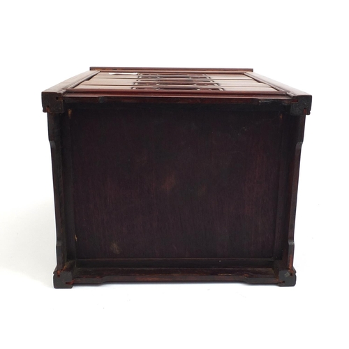 2227 - Chinese hardwood six drawer collectors cabinet, 33cm high x 26cm wide x 21cm deep