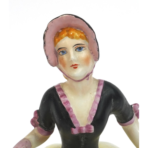 2140 - Art Deco Carlton Ware crinoline lady powder pot and cover, factory marks to the base, 20cm high