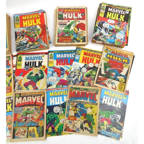 2253 - Collection of approximately 300 issues of The Mighty World of Marvel comics weekly including No.1