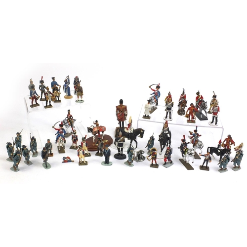 2277 - Group of Military interest hand painted lead soldiers including figures on horsebacks, some mounted ... 