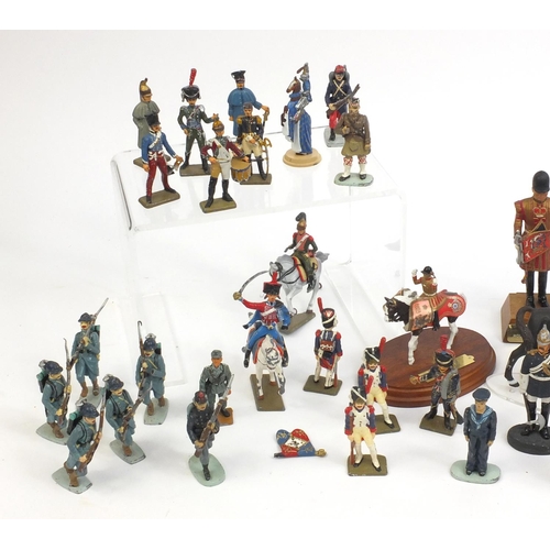 2277 - Group of Military interest hand painted lead soldiers including figures on horsebacks, some mounted ... 