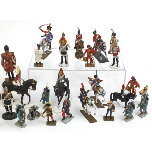 2277 - Group of Military interest hand painted lead soldiers including figures on horsebacks, some mounted ... 