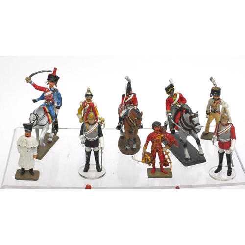 2277 - Group of Military interest hand painted lead soldiers including figures on horsebacks, some mounted ... 