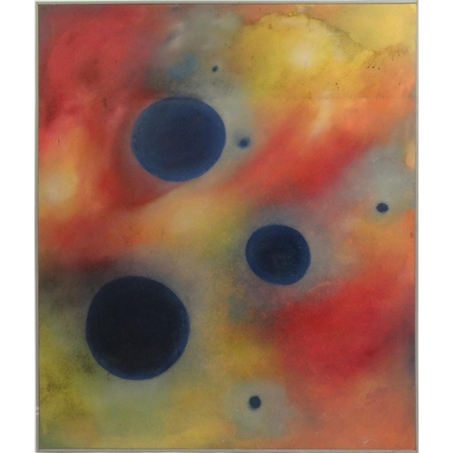 2301 - Oil onto canvas abstract composition of the solar system, framed, 127cm x 101cm excluding the frame