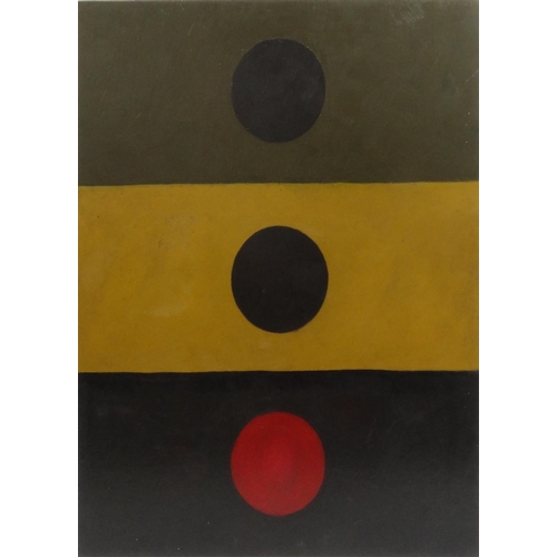 2321 - Unframed oil onto canvas abstract composition of circles, 103cm x 82cm