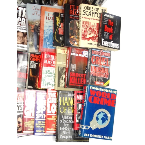 2200 - Large collection of hard and soft back crime torture and punishment books, including Real Crime Scen... 