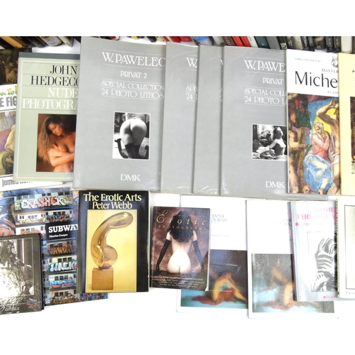 2187 - Large collection of mostly hardback erotic, photography and art related books including Lucian Freud... 