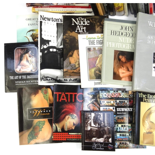 2187 - Large collection of mostly hardback erotic, photography and art related books including Lucian Freud... 