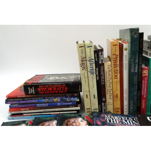 2199 - Collection of hard and soft back mythical and magical related books, including Realms of Fantasy, He... 