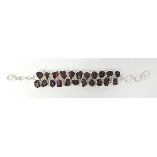 2561 - Silver bracelet set with Semi-Precious stones, 20cm long, approximate weight 48.4g