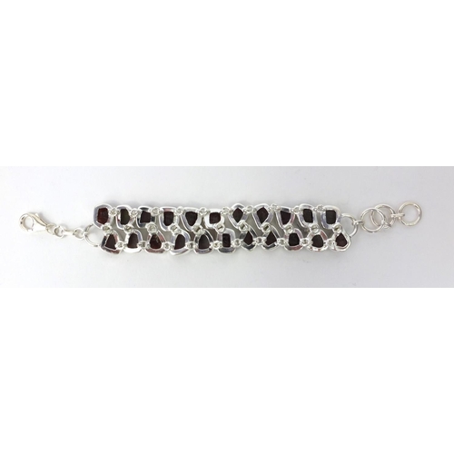 2561 - Silver bracelet set with Semi-Precious stones, 20cm long, approximate weight 48.4g