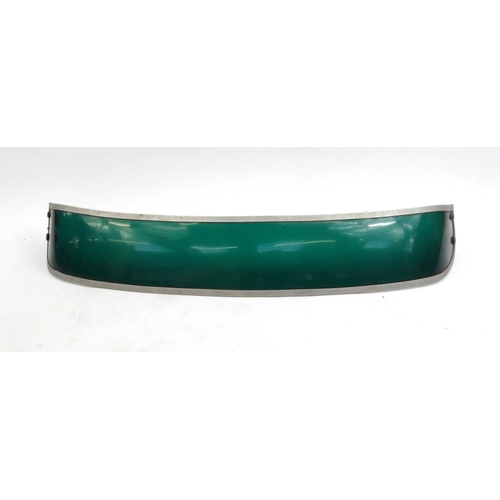 2102 - Vintage KL green Perspex visor with aluminium frame, 140cm wide