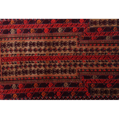 2054 - Two rectangular Middle Eastern Afghan rugs, both with geometric designs, both with labels to the und... 