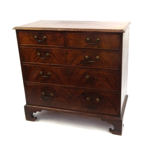 2011 - 19th century cross banded mahogany five drawer chest, 97cm high x 100cm wide x 49cm deep