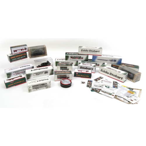 2283 - Collection of boxed Eddie Stobart lorries, together with three boxed atlas army vehicles