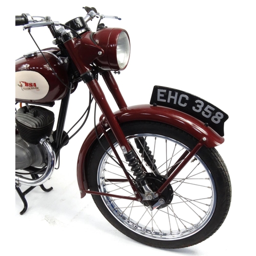 2001 - 1957 Red BSA Bantam Major D3 150cc motorbike, 21801 recorded miles, registration - EHC 358, one reco... 