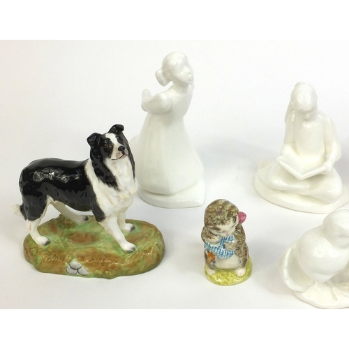 2122 - Collection of collectable china animals and figures including three Royal Doulton images figures - T... 