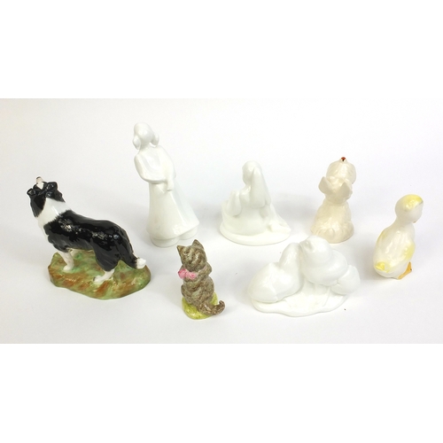 2122 - Collection of collectable china animals and figures including three Royal Doulton images figures - T... 