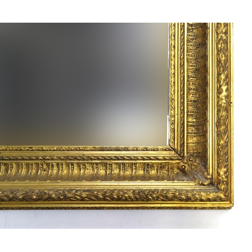 2049 - Large gilt framed bevelled edge mirror, 98cm x 72cm