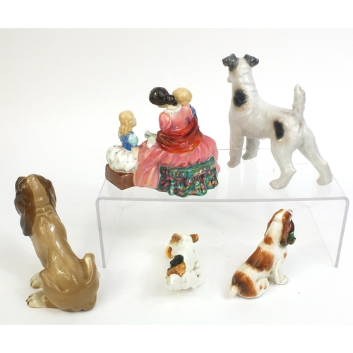 2136 - Group of collectable china figures comprising a Bing and Grondahl dog, two Royal Doulton dogs HN1029... 