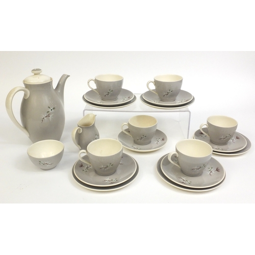 2225 - Royal Doulton frost pine pattern six piece coffee service, including coffee pot, milk jug, sugar bow... 