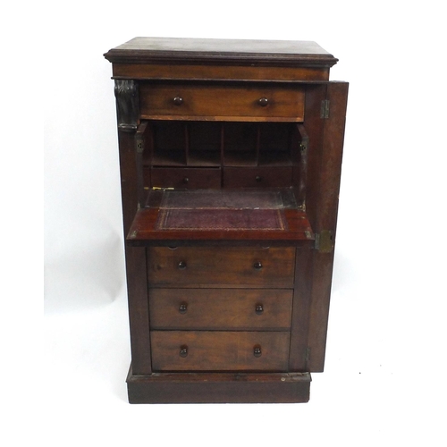 1 - Victorian mahogany secretaire Wellington chest, 120cm high x 64cm wide x 45cm deep
