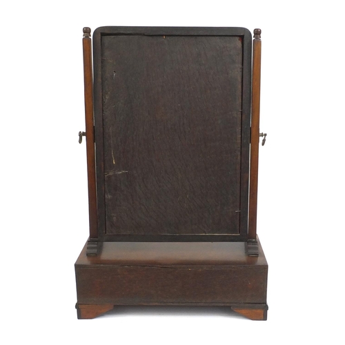 2050 - Georgian mahogany toilet mirror fitted with three drawers, 64cm high