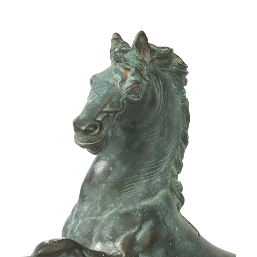 2097 - Spelter model of a rearing stallion, 40cm high