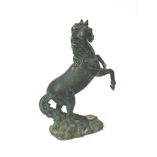 2097 - Spelter model of a rearing stallion, 40cm high