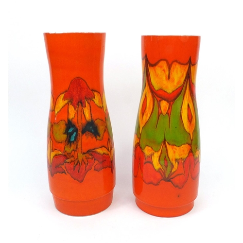 2095 - Two large Poole Delphis patterned vases, each with factory marks to the base, each 40cm high