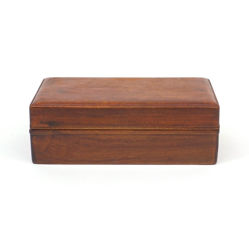 811 - Rectangular Chinese huali wood lidded box, 8.5cm high x 25cm wide x 14cm deep