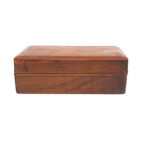 811 - Rectangular Chinese huali wood lidded box, 8.5cm high x 25cm wide x 14cm deep