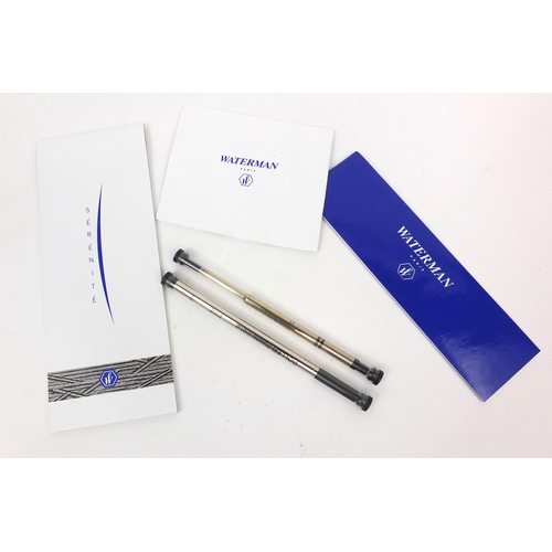 313 - Boxed Waterman Sérénité blue ball point pen, with accessories, 14.5cm long