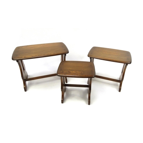 2041 - Nest of three Ercol elm occasional tables, the largest 42cm high x 57cm wide x 35cm deep