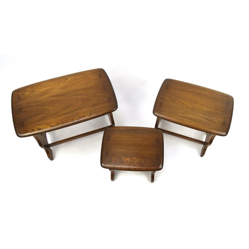 2041 - Nest of three Ercol elm occasional tables, the largest 42cm high x 57cm wide x 35cm deep