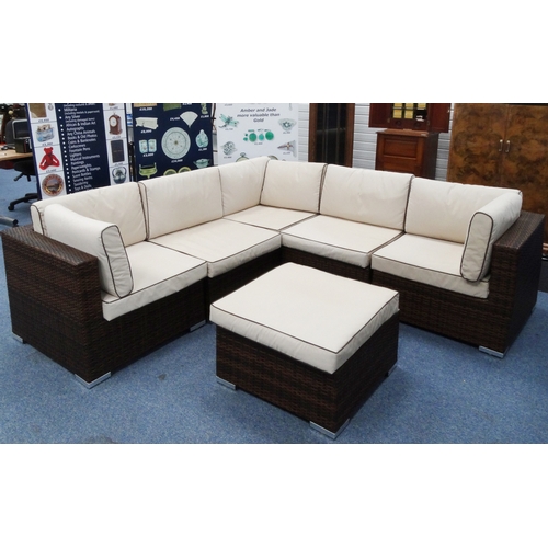 2031 - Rattan Direct L shaped conservatory suite with coffee table and seat covers