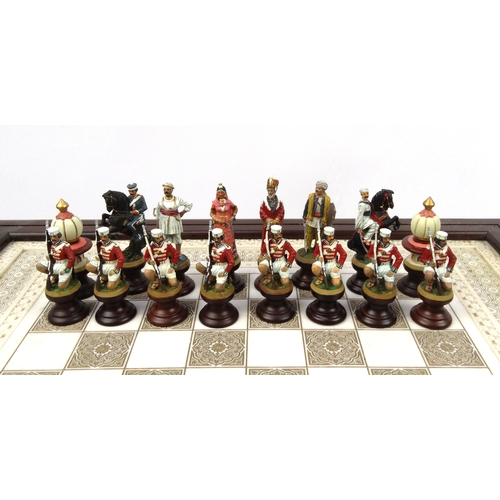 2014 - The Franklin Mint Raj chess set table, 68cm high x 52cm wide x 52cm deep