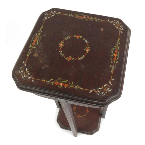 33 - Sheraton revival painted mahogany occasional table with under tier, 74cm high
