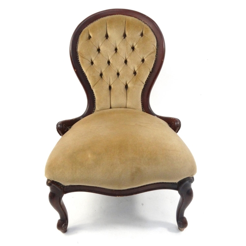 25 - Victorian style mahogany button back bedroom chair