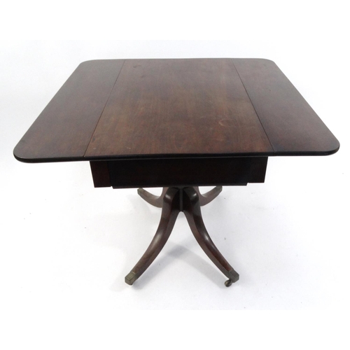 21 - Victorian mahogany Pembroke table, fitted with a frieze drawer to one end, 72cm high x 90cm wide (ex... 