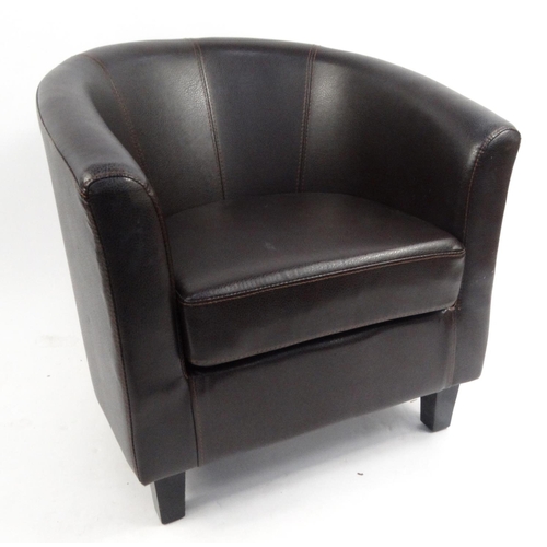 58 - Brown leather tub chair