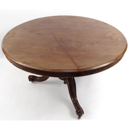29 - Victorian mahogany circular tilt top table, 72cm high x 119cm in diameter