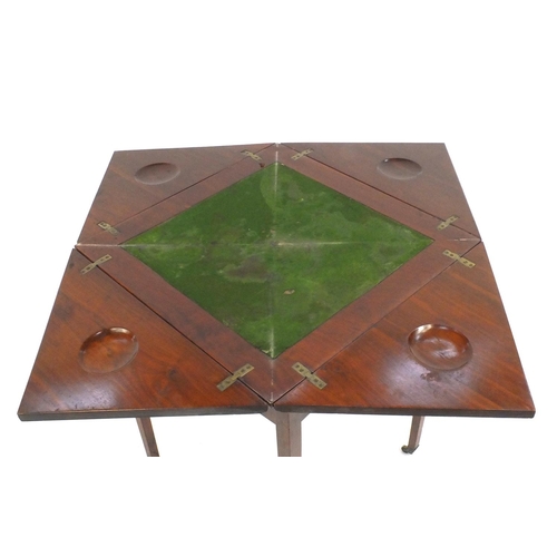 2 - Late Victorian walnut envelope card table, 74cm high x 55cm square
