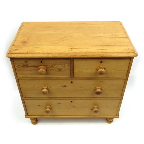 2044 - Victorian pine chest fitted with an arrangement of five drawers, 82cm high x 83cm wide x 45cm deep