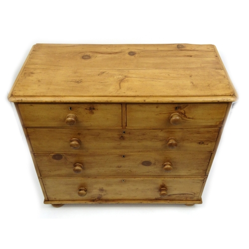 2028 - Victorian pine chest fitted with an arrangement of fiver drawers, 87cm high x 94cm wide x 45cm deep