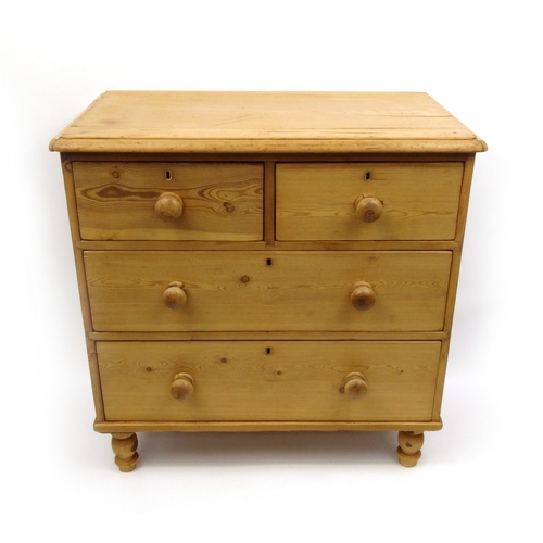 2044 - Victorian pine chest fitted with an arrangement of five drawers, 82cm high x 83cm wide x 45cm deep