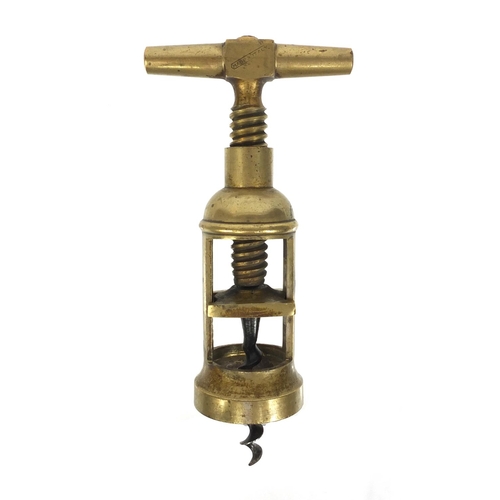 25 - La Vespa brass two pillar corkscrew made in Italy, 15cm high when closed