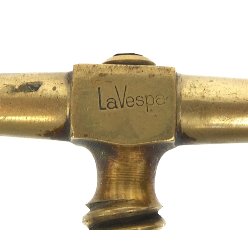 25 - La Vespa brass two pillar corkscrew made in Italy, 15cm high when closed